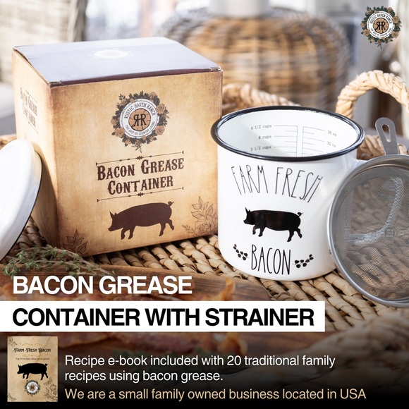 Bacon Grease Saver, container for Farmhouse Kitchen - Picture 2 of 8